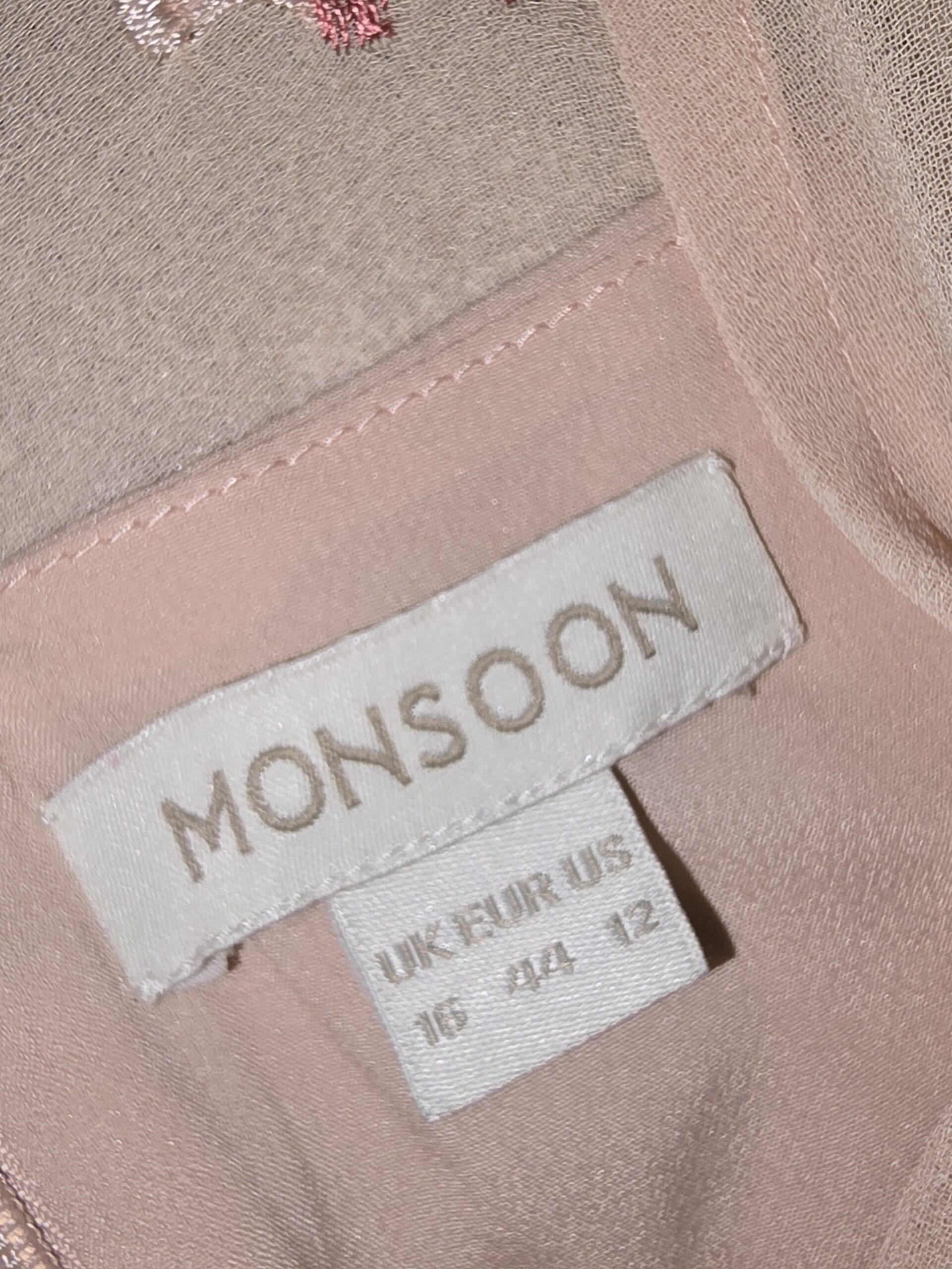 Monsoon Hayley embroidered floral tea dress, pink, Size 16 - Image 4