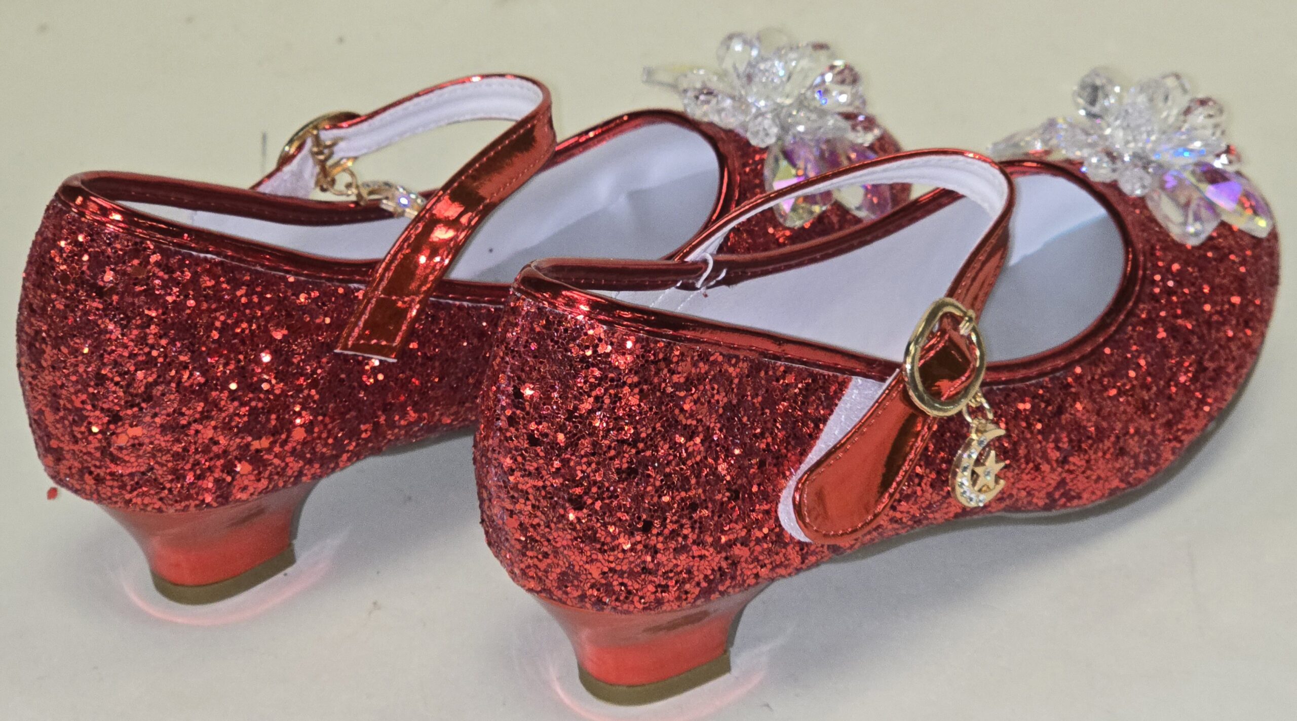 Red glitter Mary Jane low heeled party shoes, Size 37 - Image 5
