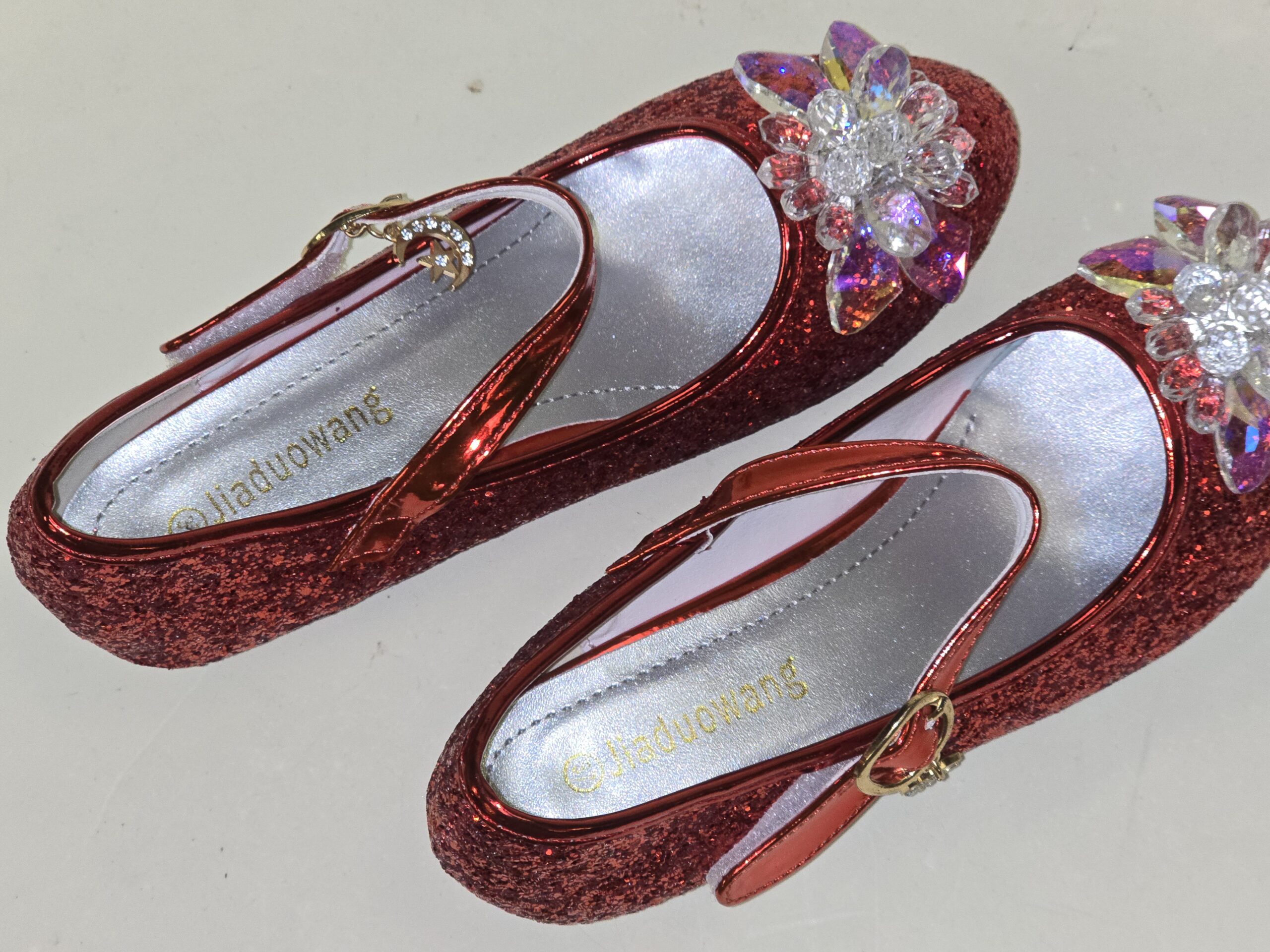 Red glitter Mary Jane low heeled party shoes, Size 37 - Image 4